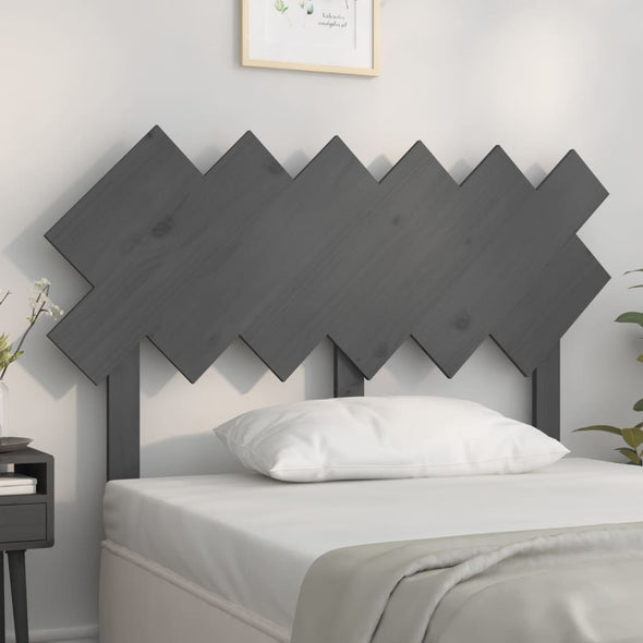 Bed Headboard Grey 122.5x3x80.5 cm Solid Wood Pine