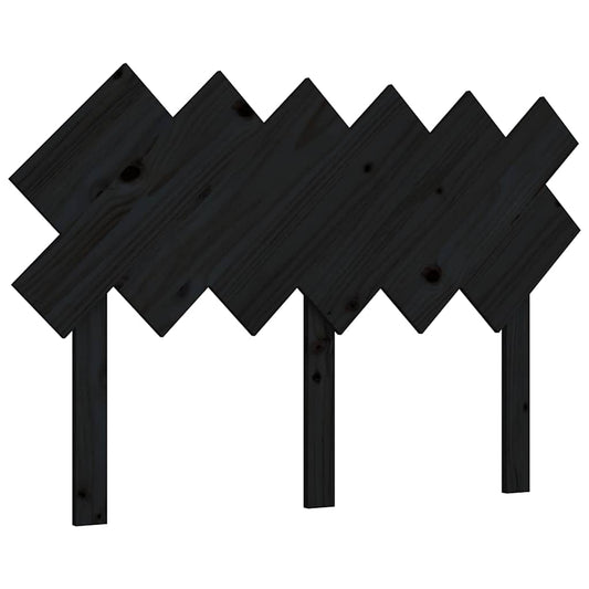 Bed Headboard Black 122.5x3x80.5 cm Solid Wood Pine