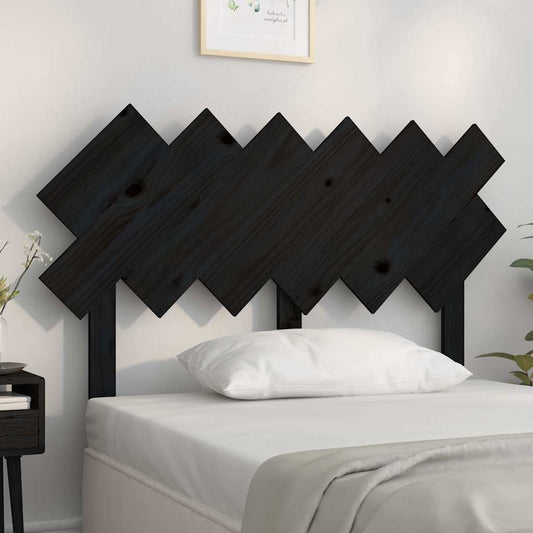 Bed Headboard Black 122.5x3x80.5 cm Solid Wood Pine