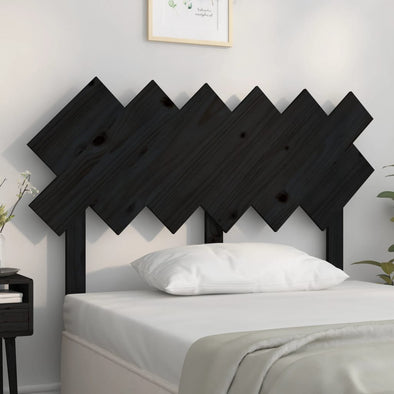 Bed Headboard Black 122.5x3x80.5 cm Solid Wood Pine