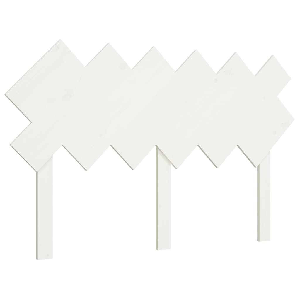 Bed Headboard | White | Solid Pine Wood | 132x3x81 cm | Decorative Inlays