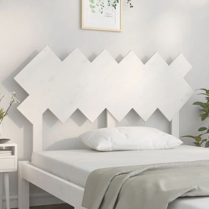 Bed Headboard | White | Solid Pine Wood | 132x3x81 cm | Decorative Inlays