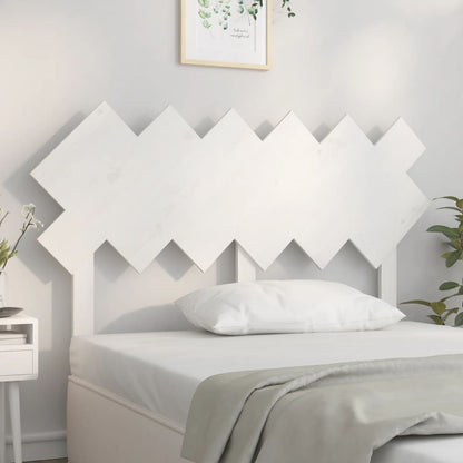 Bed Headboard | White | Solid Pine Wood | 132x3x81 cm | Decorative Inlays