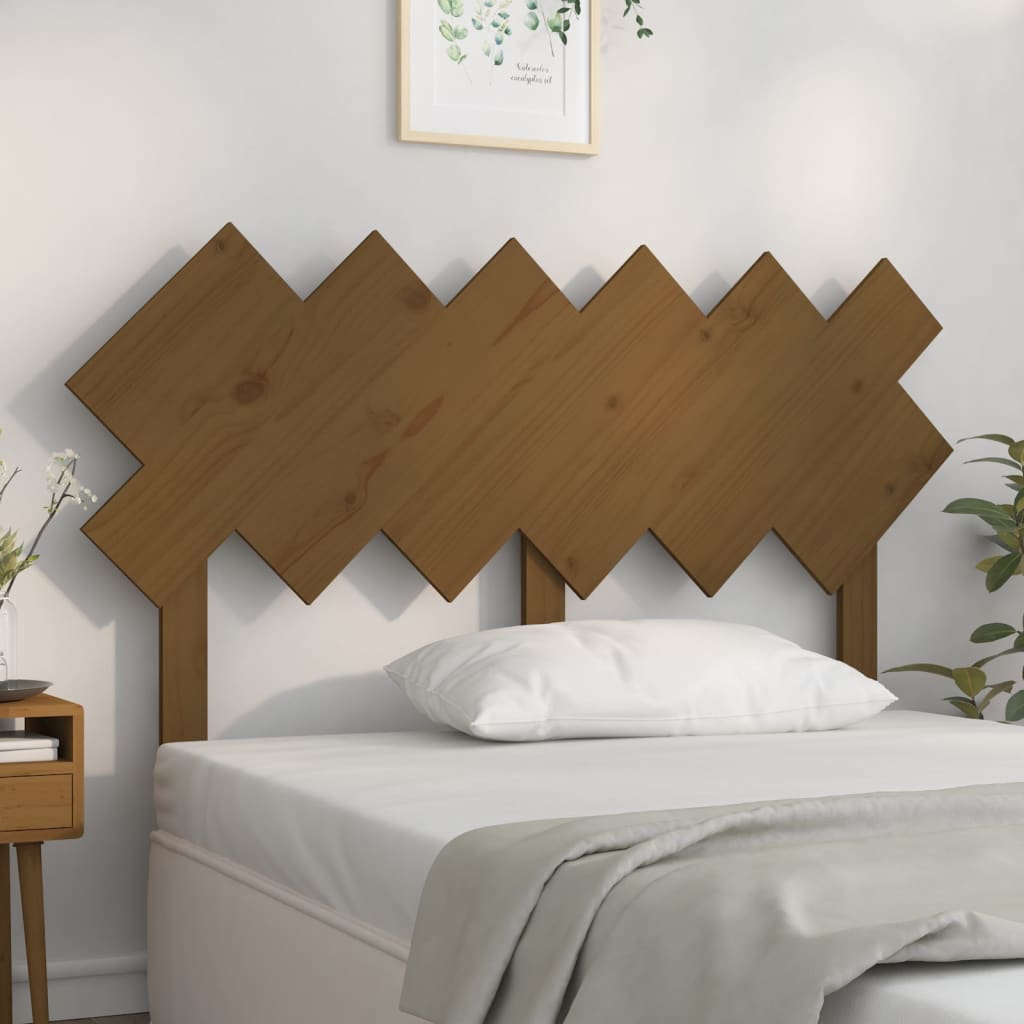 Bed Headboard | Honey Brown | Solid pine wood | 132 cm x 3 cm x 81 cm