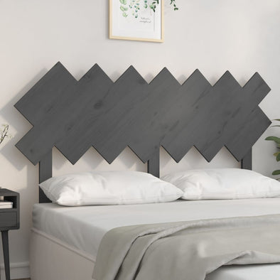 Bed Headboard Grey 141x3x80.5 cm Solid Wood Pine