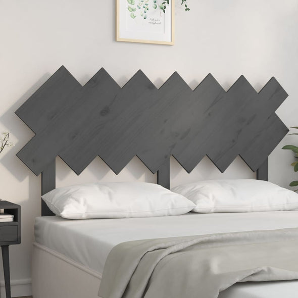 Bed Headboard Grey 141x3x80.5 cm Solid Wood Pine