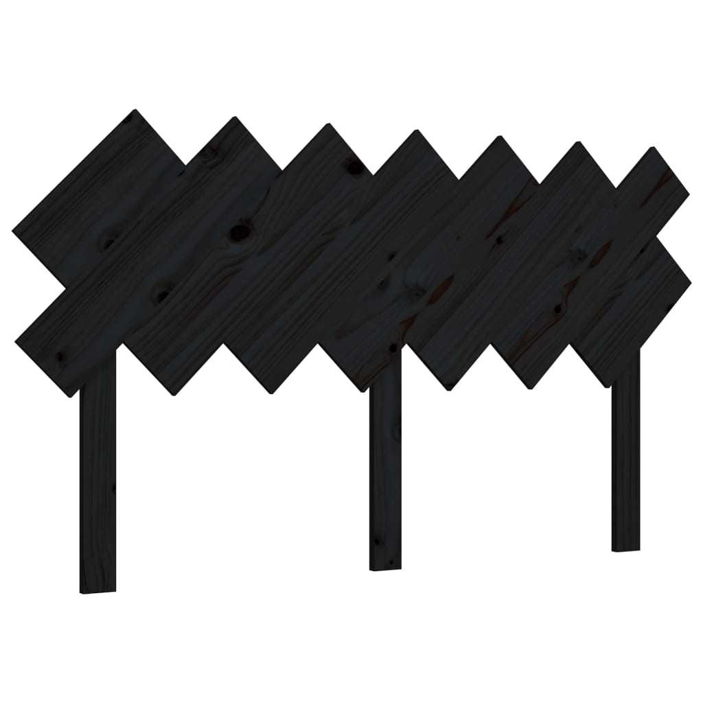 Bed Headboard | Black | Solid Pine Wood | 141x3x80.5 cm | Bed Headboard