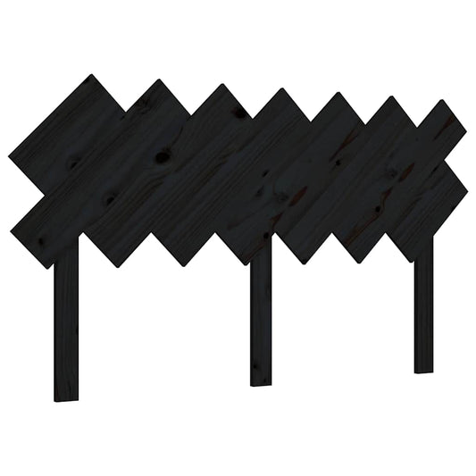 Bed Headboard Black 141x3x80.5 cm Solid Wood Pine