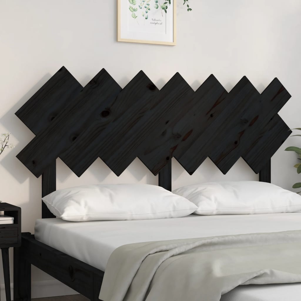 Bed Headboard | Black | Solid Pine Wood | 141x3x80.5 cm | Bed Headboard