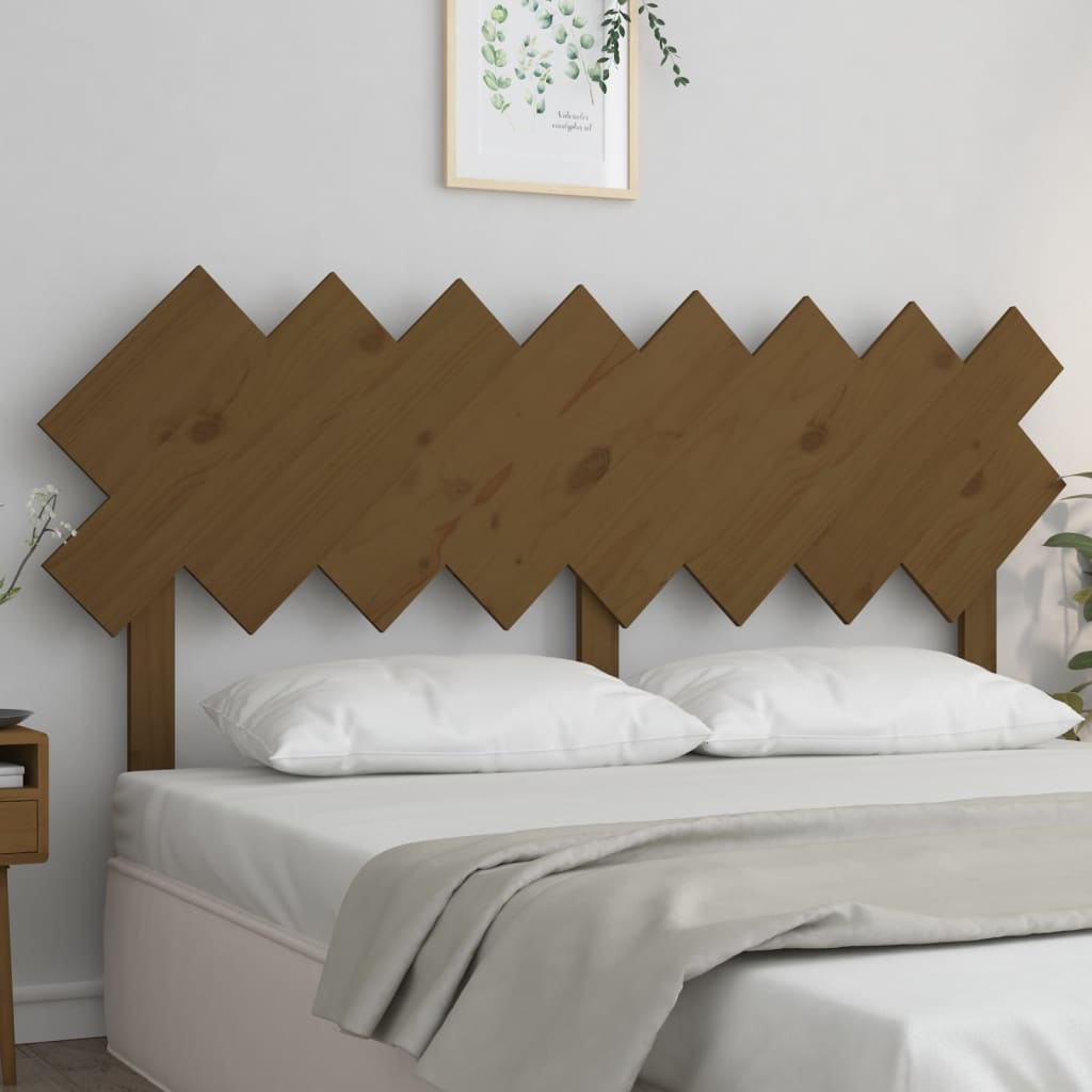 Bed Headboard | Honey brown | Solid pinewood | 159.5x3x80.5 cm