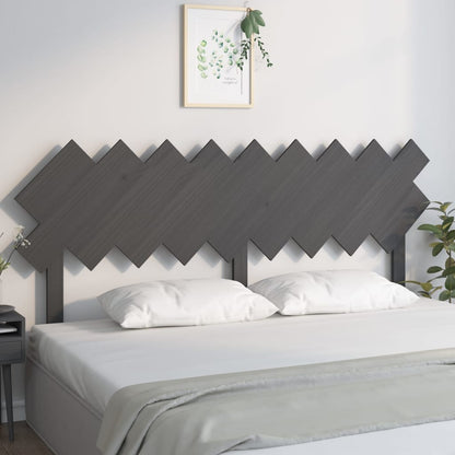Bed Headboard | Grey | Solid Pine Wood | Decorative Inlays