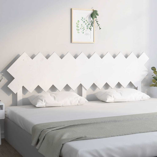 Bed Headboard | White | Solid Pine Wood | 196 cm Wide | Stylish Design
