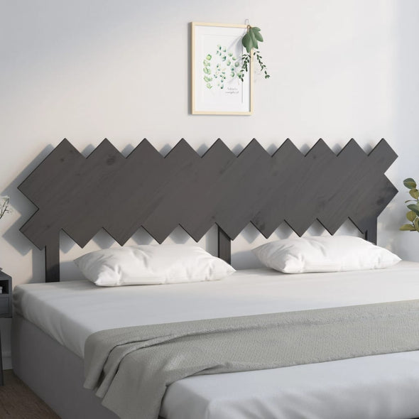 Bed Headboard Grey 196x3x80.5 cm Solid Wood Pine