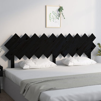 Bed Headboard Black 196x3x80.5 cm Solid Wood Pine