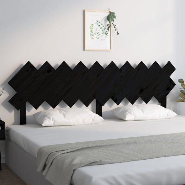Bed Headboard Black 196x3x80.5 cm Solid Wood Pine