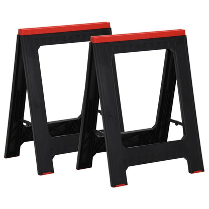 Foldable Work Trestles 2 pcs Black and Red Polypropylene 350 kg
