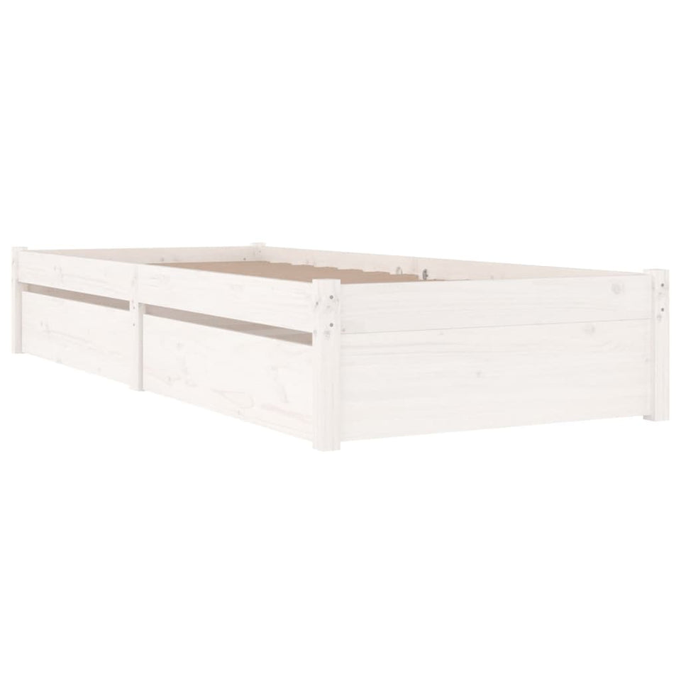 Bed Frame with Drawers White 75x190 cm Small Single