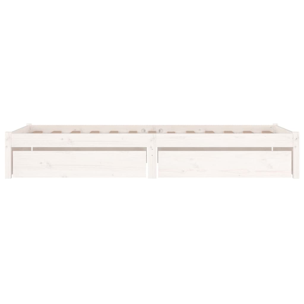 Bed Frame without Mattress with Drawers White Small Single