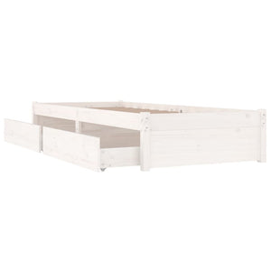 Bed Frame with Drawers White 75x190 cm Small Single