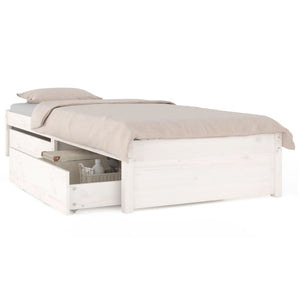 Bed Frame with Drawers White 90x200 cm