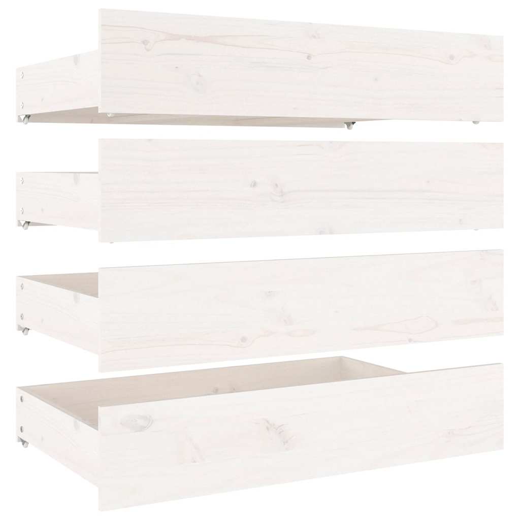 Bed Frame without Mattress with Drawers White Double