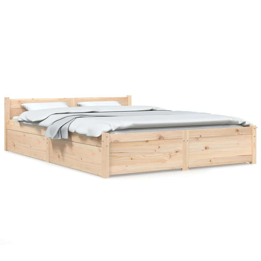 Bed Frame | Natural | Solid pine wood | 120x200 cm | Bed Frame