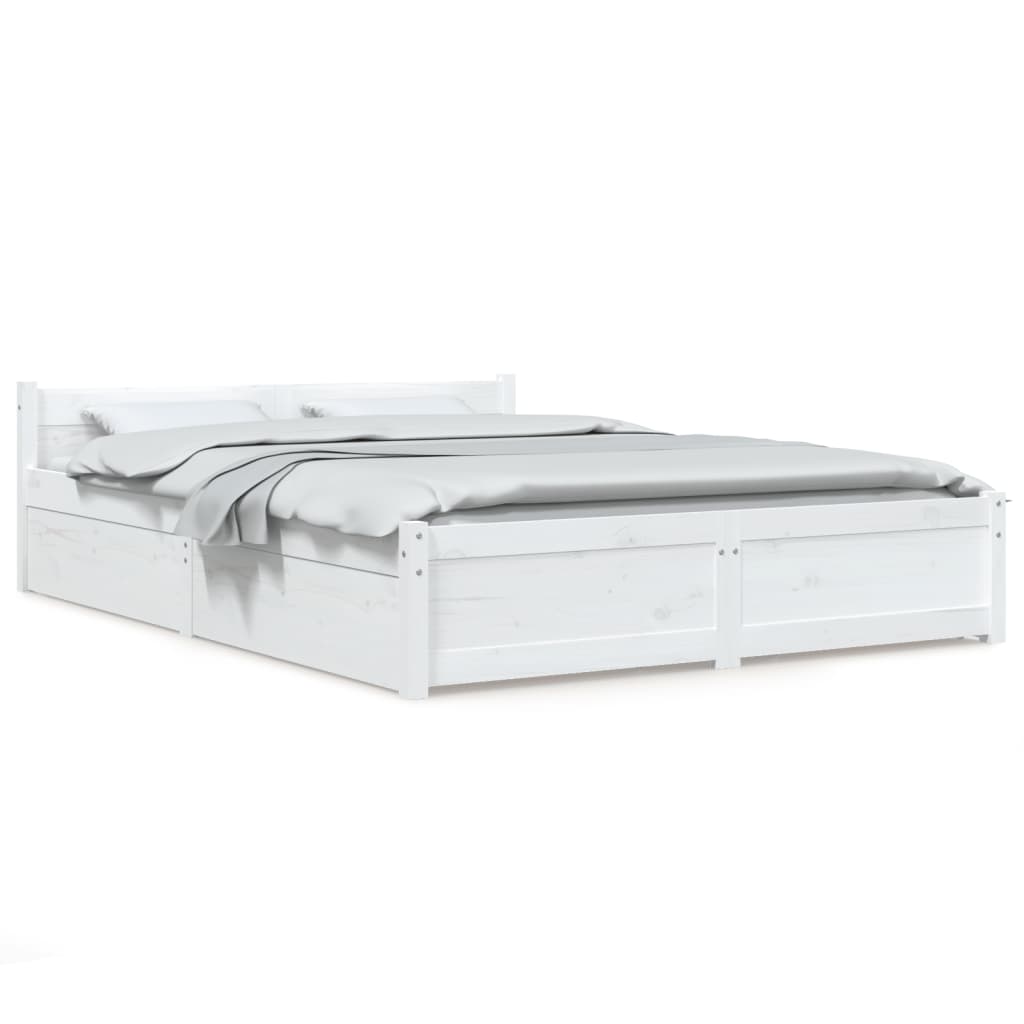 Bed Frame without Mattress with Drawers White 120x200 cm