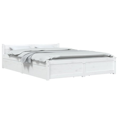 Bed Frame without Mattress with Drawers White 120x200 cm