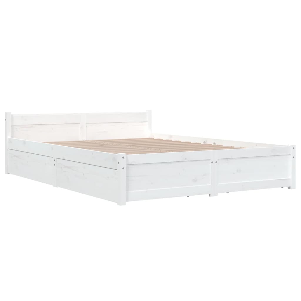 Bed Frame without Mattress with Drawers White 120x200 cm