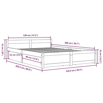 Bed Frame without Mattress with Drawers White 120x200 cm