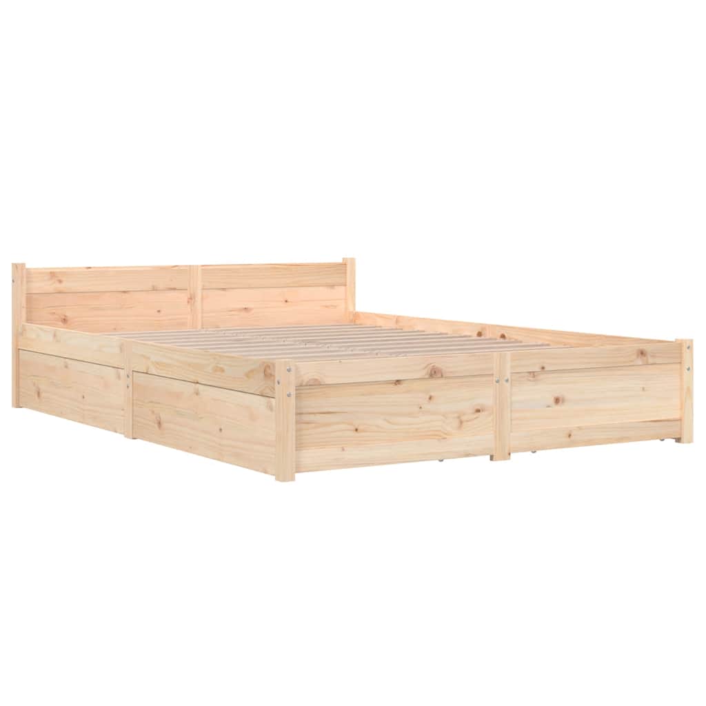 3103559 vidaXL Bed Frame without Mattress with Drawers 140x200 cm (815044+814999)