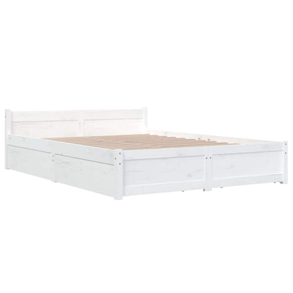 3103560 vidaXL Bed Frame without Mattress with Drawers White 140x200 cm (815045+815000)