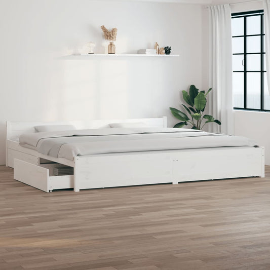 Bed Frame | White | Solid pine wood | Super King | Bed Frame