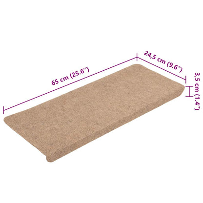 343476 vidaXL Stair Mats Self-adhesive 15 pcs 65x24,5x3,5 cm Beige