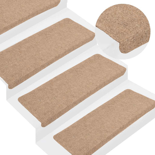 343476 vidaXL Stair Mats Self-adhesive 15 pcs 65x24,5x3,5 cm Beige
