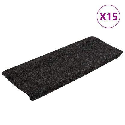 343477 vidaXL Stair Mats Self-adhesive 15 pcs 65x24,5x3,5 cm Anthracite