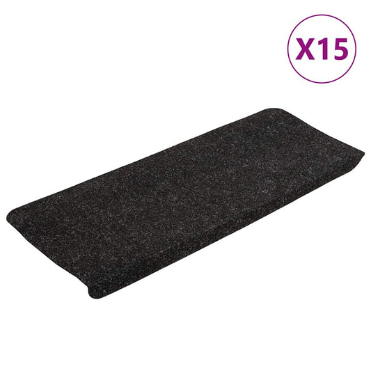 343477 vidaXL Stair Mats Self-adhesive 15 pcs 65x24,5x3,5 cm Anthracite
