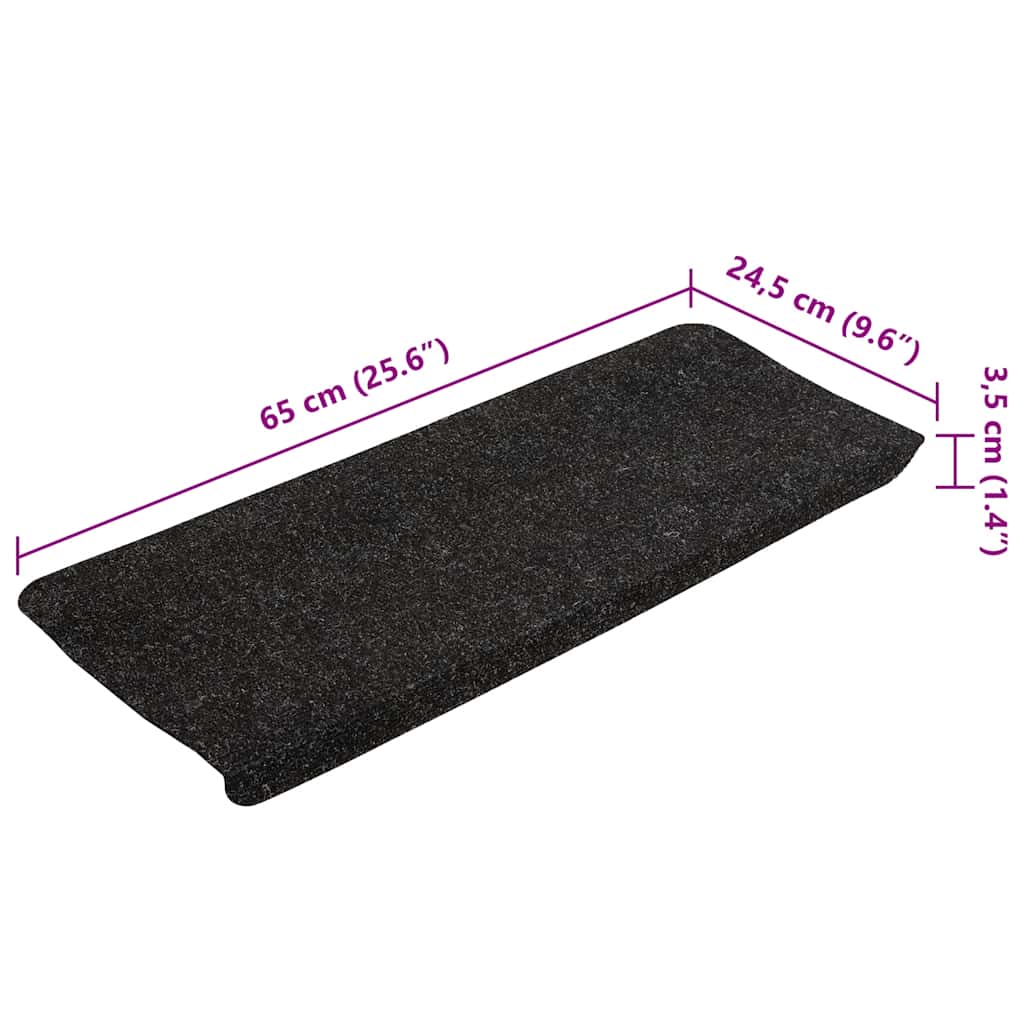 343477 vidaXL Stair Mats Self-adhesive 15 pcs 65x24,5x3,5 cm Anthracite