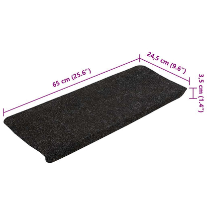 343477 vidaXL Stair Mats Self-adhesive 15 pcs 65x24,5x3,5 cm Anthracite