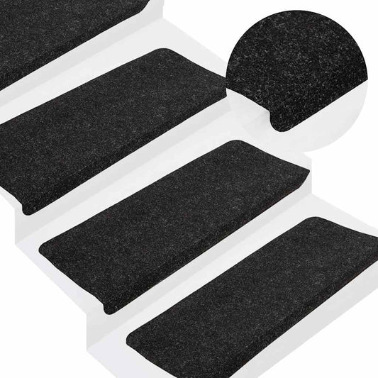 343477 vidaXL Stair Mats Self-adhesive 15 pcs 65x24,5x3,5 cm Anthracite