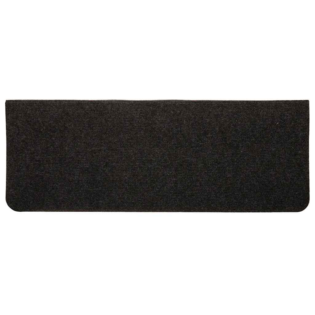 343478 vidaXL Stair Mats Self-adhesive 15 pcs 65x24,5x3,5 cm Black