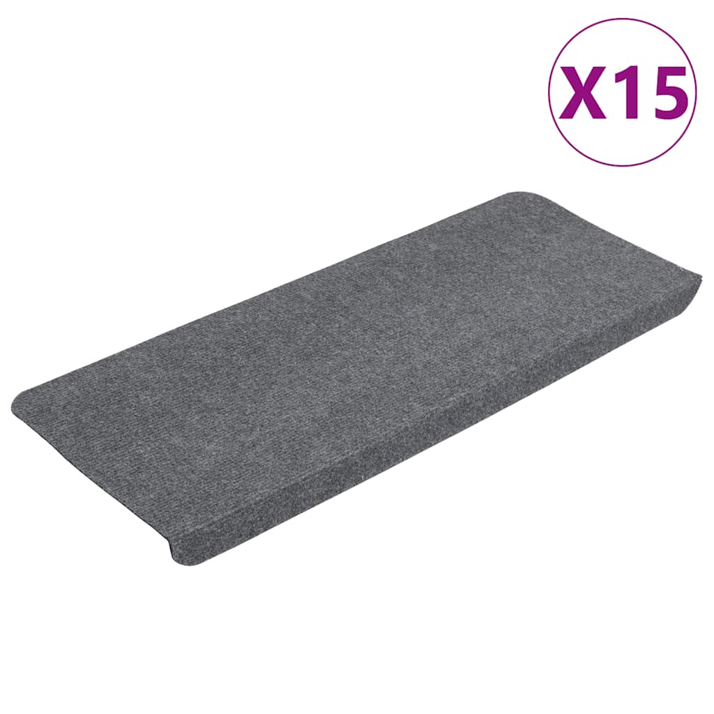 Stair Mats Self-adhesive 15 pcs 65x24,5x3,5 cm Grey