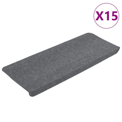 Stair Mats Self-adhesive 15 pcs 65x24,5x3,5 cm Grey