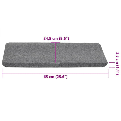 Stair Mats Self-adhesive 15 pcs 65x24,5x3,5 cm Grey