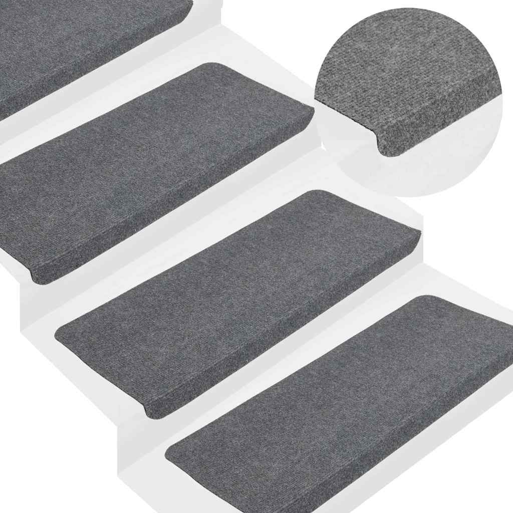 Stair Mats Self-adhesive 15 pcs 65x24,5x3,5 cm Grey