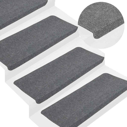 Stair Mats Self-adhesive 15 pcs 65x24,5x3,5 cm Grey