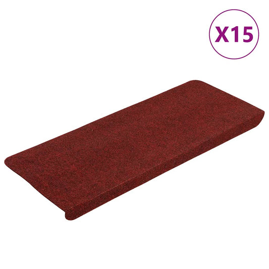 343480 vidaXL Stair Mats Self-adhesive 15 pcs 65x24,5x3,5 cm Red
