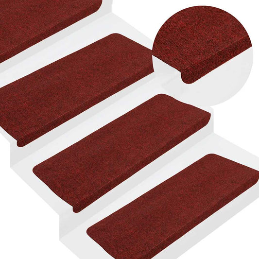 343480 vidaXL Stair Mats Self-adhesive 15 pcs 65x24,5x3,5 cm Red