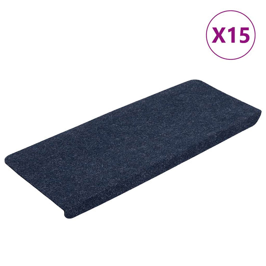 343481 vidaXL Stair Mats Self-adhesive 15 pcs 65x24,5x3,5 cm Blue