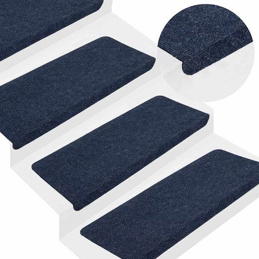 343481 vidaXL Stair Mats Self-adhesive 15 pcs 65x24,5x3,5 cm Blue